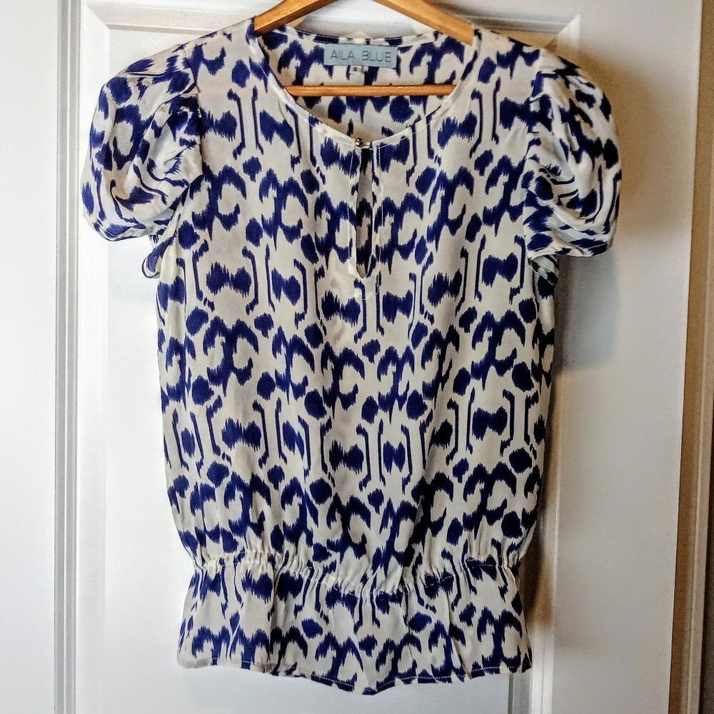 Ala Blue Women's Patterned Blouse - Blue and White